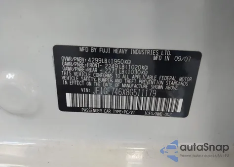 2008 Subaru Impreza Wrx from USA, damaged, VIN JF1GE746X8G511179